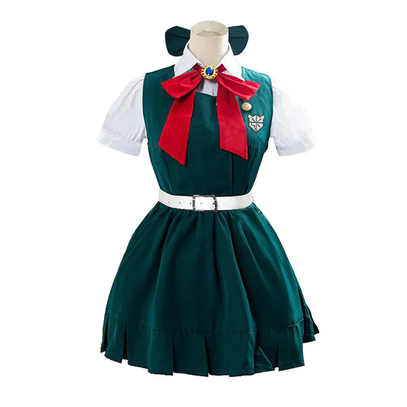 

Sonia Nevermind Cos Anime Danganronpa cosplay fashion green dress cosplay woman costume 5in1 Dress+Belt+Bow+Socks+Headdress