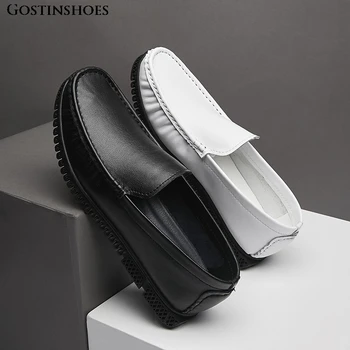 

Slip-on Men Loafers White Shoes KPOCCOBKN Casual Shoes Genuine Leather Shoes Loafers