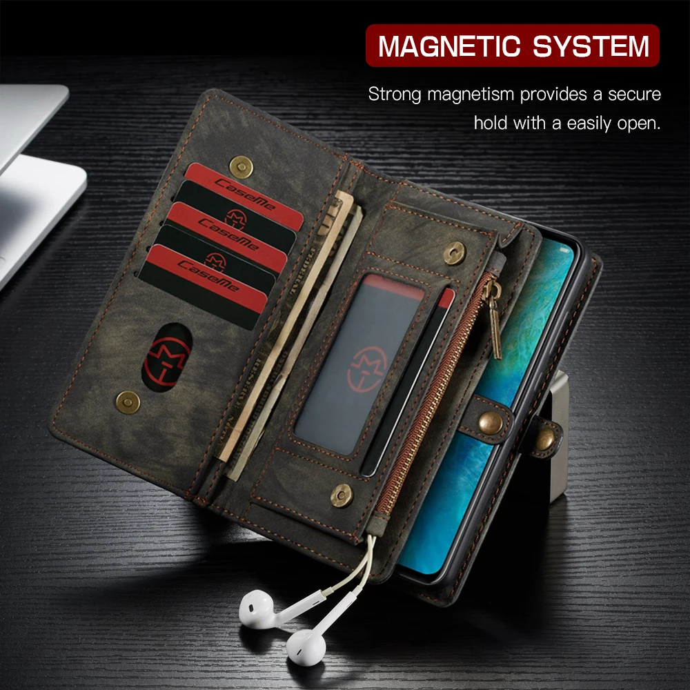Magnetic Split Leather Zipper Multi Slots Wallet For Huawei P30 Lite P20 Mate 20 Pro With Card Slot Phone Stand Cover - Mobile Phone Cases & - AliExpress