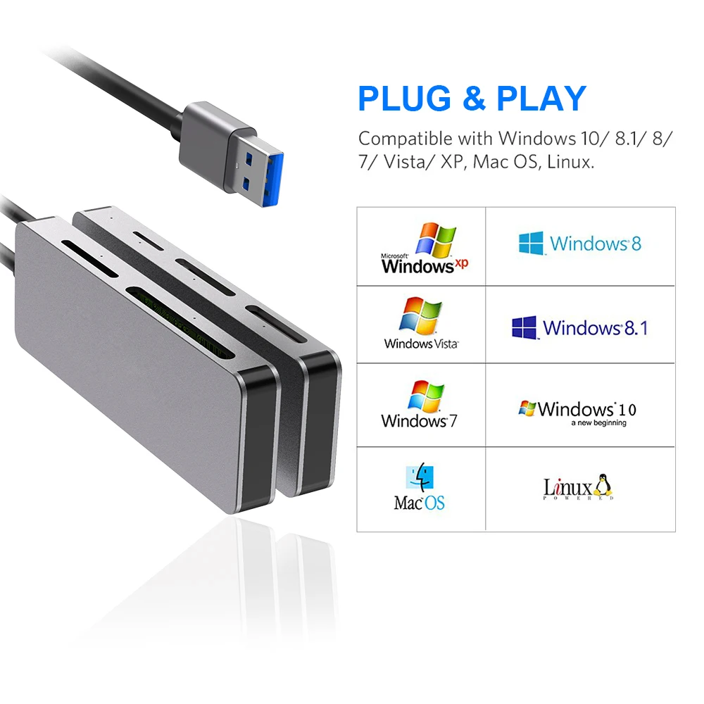Rocketek считывание карт памяти с 5 картами usb 3,0 type c адаптер для micro SD/TF CF MS XD compact flash microsd компьютера