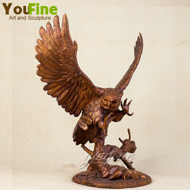 Bronze Owl Sculpture Eagle Owl Statue Animal Animal Bronze Owl Statue Marble Base Figurine