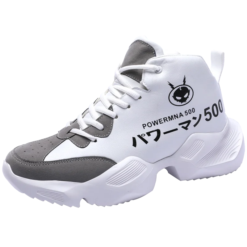 Парусиновая обувь с высоким голенищем обувь для скейтбординга мужская повседневная обувь в форме танков белые кроссовки размер 39-44 - Цвет: white gray