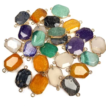 

Natural Stone Striped agates pendant irregular shape Double hole connector for Handmade Jewelry Making DIY necklace accessories