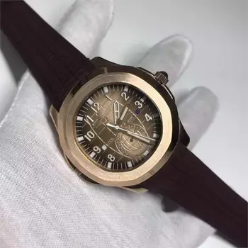 

Limited sale Rose gold Luxury AAA Brand PP Watch men automatic U1 factory sapphire glass sweep movement rubber strap