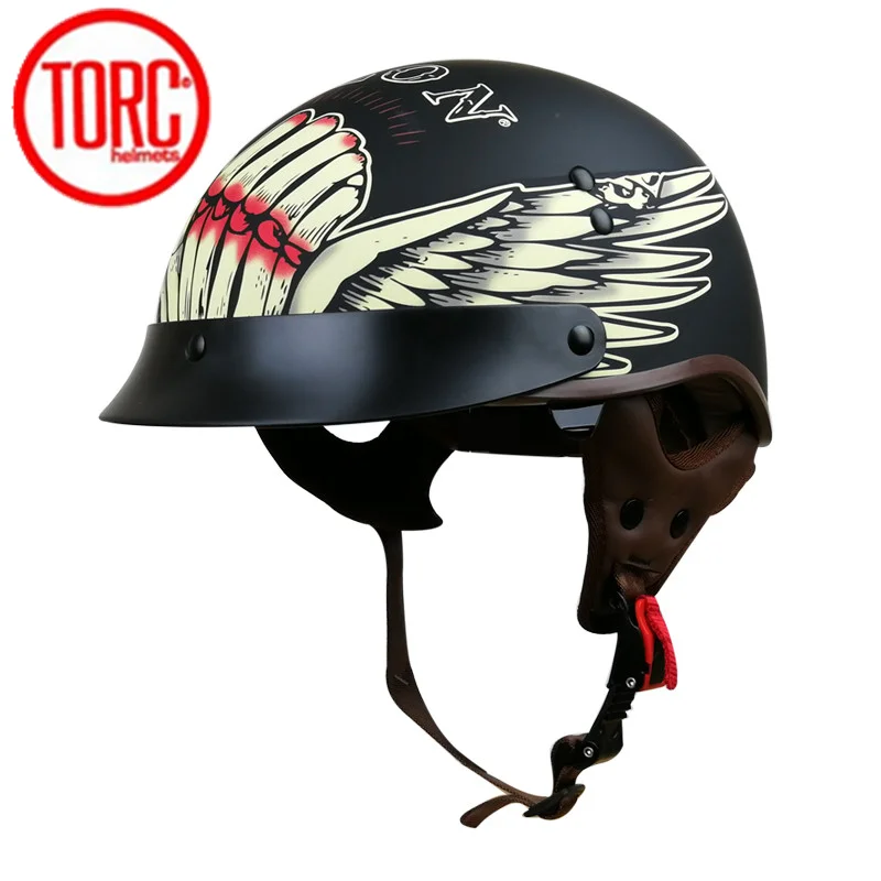 Cena TORC T55 Vintage moto rcycle kask Retro pół kask z wewnętrznym słońce obiektyw skuter jet capacete de moto cicleta DOT Casco moto