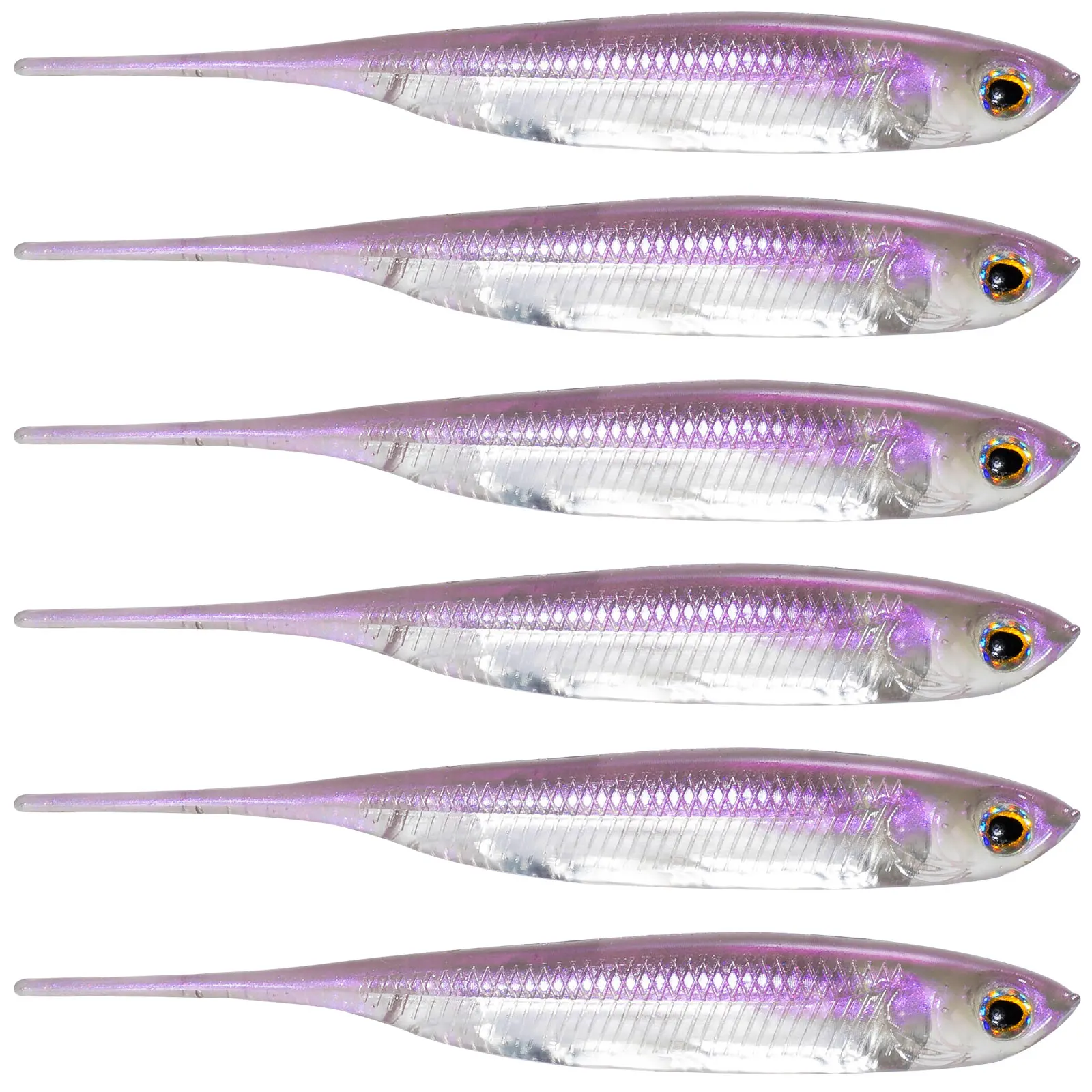 Dr.Fish 6 Stück Angeln Weiche Kunststoffköder Salzwasser Nadelschwanz Silikon Weiche Köder Shad Wurm Köder Swimbaits Bass Forelle 80 mm – Detail 9