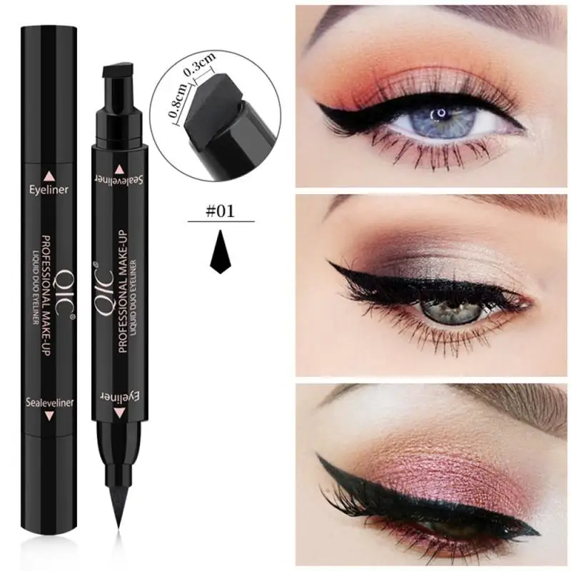 

QIC Double-ended Liquid Eyeliner Pencil Quick Dry Waterproof Black Brand Makeup Black Eye Liner Liquid Pen Makeup Seal Eyeliner