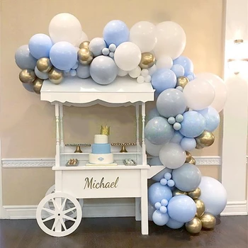 

125pcs Macaroon Balloon Arch Garland Kit Blue Grey White Metal Gold Helium Latex Balloons for Birthday Baby Shower Wedding Party