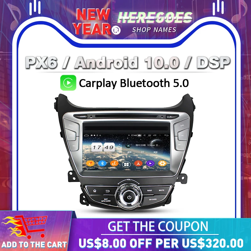 Автомобильный DVD-плеер Carplay PX6 DSP Android 9. 0 4G + 64 Гб GPS-навигация стерео автомобильное