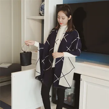 

New Korean Version of The Bow Imitation Cashmere Scarf Double-sided Warm Shawl dual-use Scarf female Winter SD-05