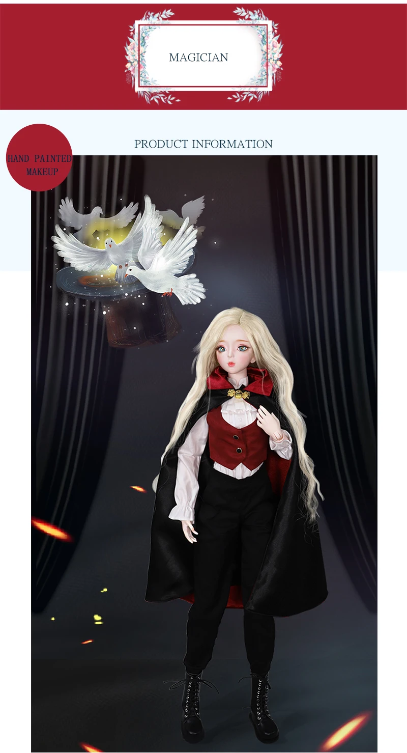 DBS 1/3 BJD Коллекция серии Wonderland механическое соединение тела, включая волосы, глаза, одежду 62 см Высота девушки ледяной, SD