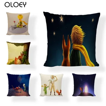 

Double-sided Printing Classic Anime Little Prince Square Linen Cushion Cover 45x45cm Home Bedroom Hotel Decoration Cushion Cover