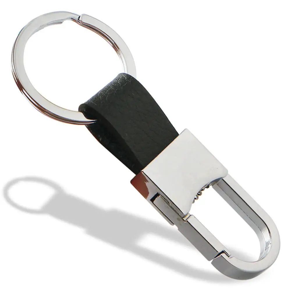1pcs Metal Leather Men's Keychain Keyring Chain Ring Buckle Key Car Accessories 