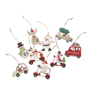 

9Pcs Wood Deer Snowman Christmas Pendants Ornaments Christmas Tree Decoration
