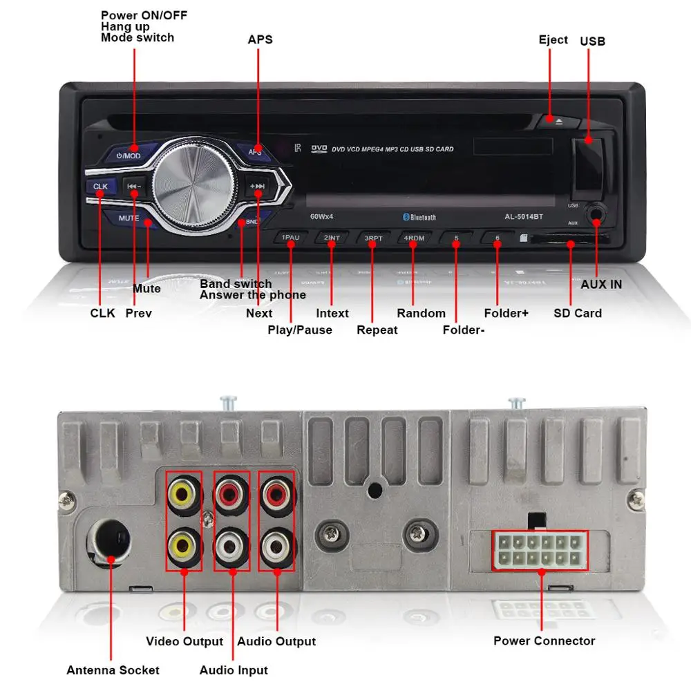 Автомагнитола 1 din Автомобильный CD/DVD плеер стерео 12 В Авторадио Bluetooth Авто Аудио AUX MP3 SD карты радио