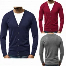 Однотонные новые мужские свитера с длинным рукавом с v-образным вырезом свитер джемпер свитер однотонный топ M-3XL