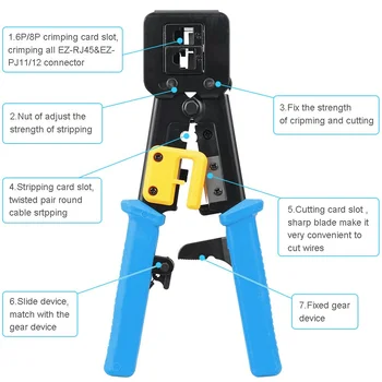 

RJ45 Networks Pliers Crimp Tool Multi-Function Cable Cutter Piercing Crystal Heads Pliers JDH99