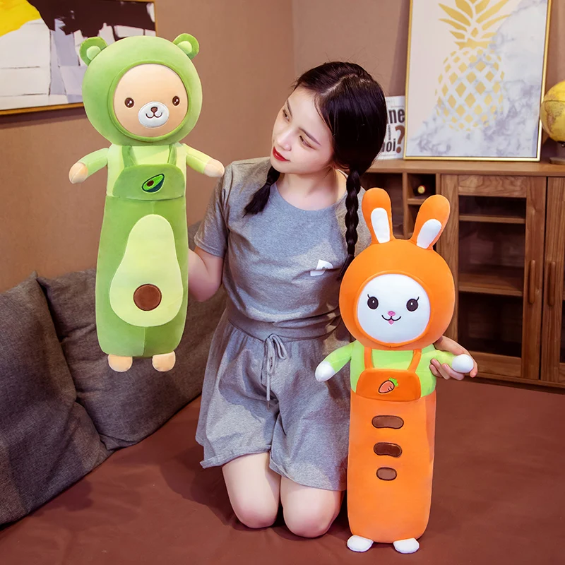 Cute Soft Long Rabbit Bear Boyfriend Pillow Plush Toys Stuffed Carrot Avocado Pause Office Nap Sleep Pillow Cushion Girls Gifts