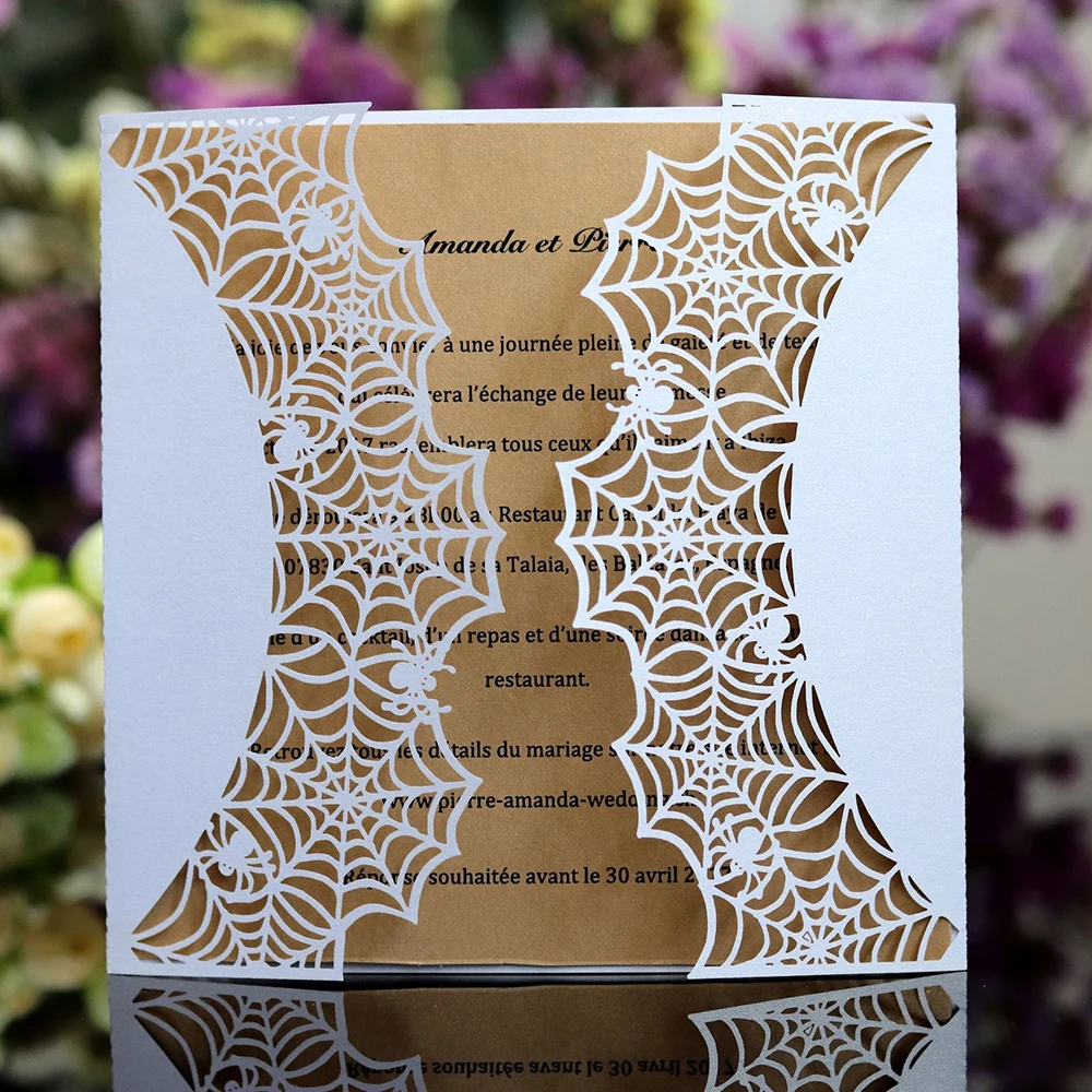  Halloween laser cut Greeting card cover Black Spider Web Invitations Halloween Cover Party Gift Car - 4.00012E+12