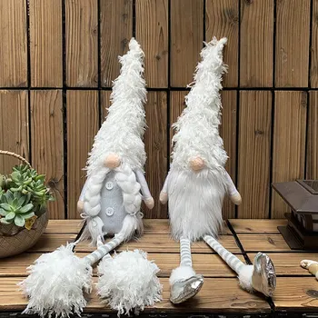 

2020 New Large Christmas Decorations Long Legs Santa Faceless Doll White Legs Long Hu Doll Christmas Figurines Christmas GiftNew