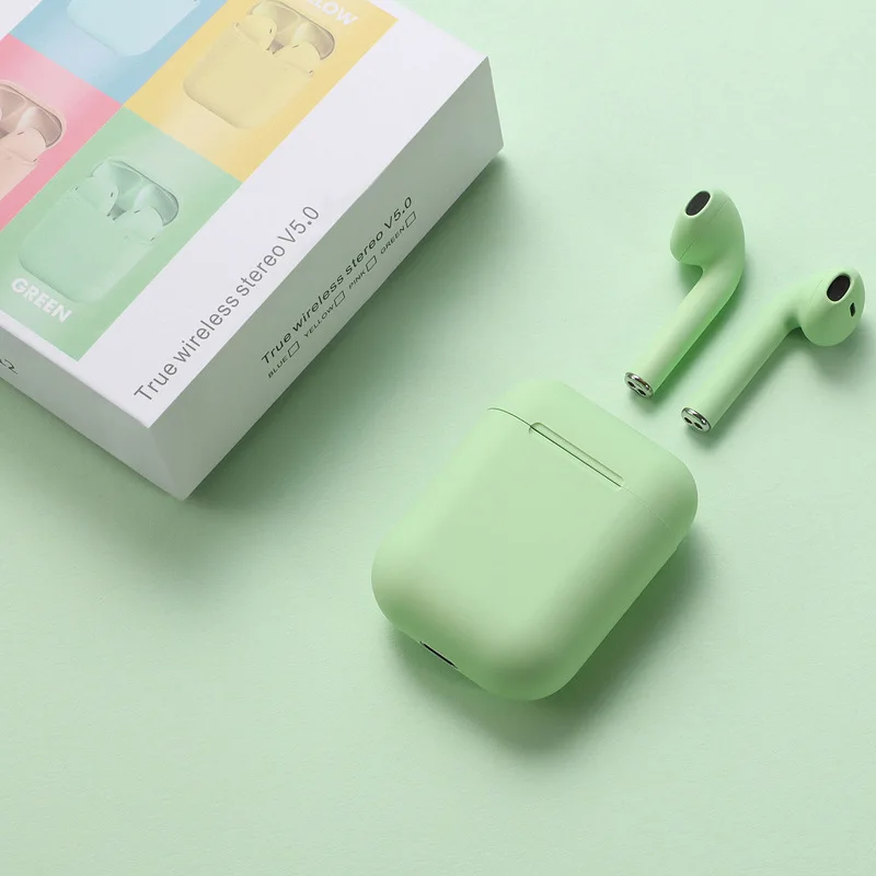 I12 tws, беспроводные Bluetooth наушники, наушники, автоматическое подключение, портативные наушники, Спортивная гарнитура, музыка для Iphone, samsung, huawei - Цвет: Green With Box