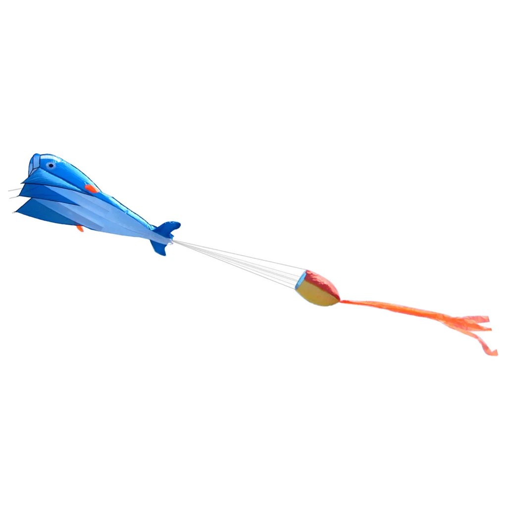 Huge Blue Dolphin Frameless Kite for Beach Park Garden Playground Outdoor Fun