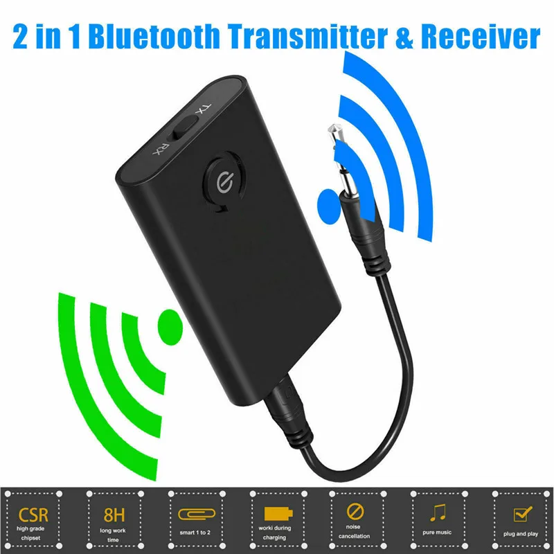 Bluetooth 5,0 2 в 1 передатчик и приемник 3,5 мм Беспроводной адаптер для ПК ТВ наушники автомобиля/домашней стереосистеме устройства телефона компьютера