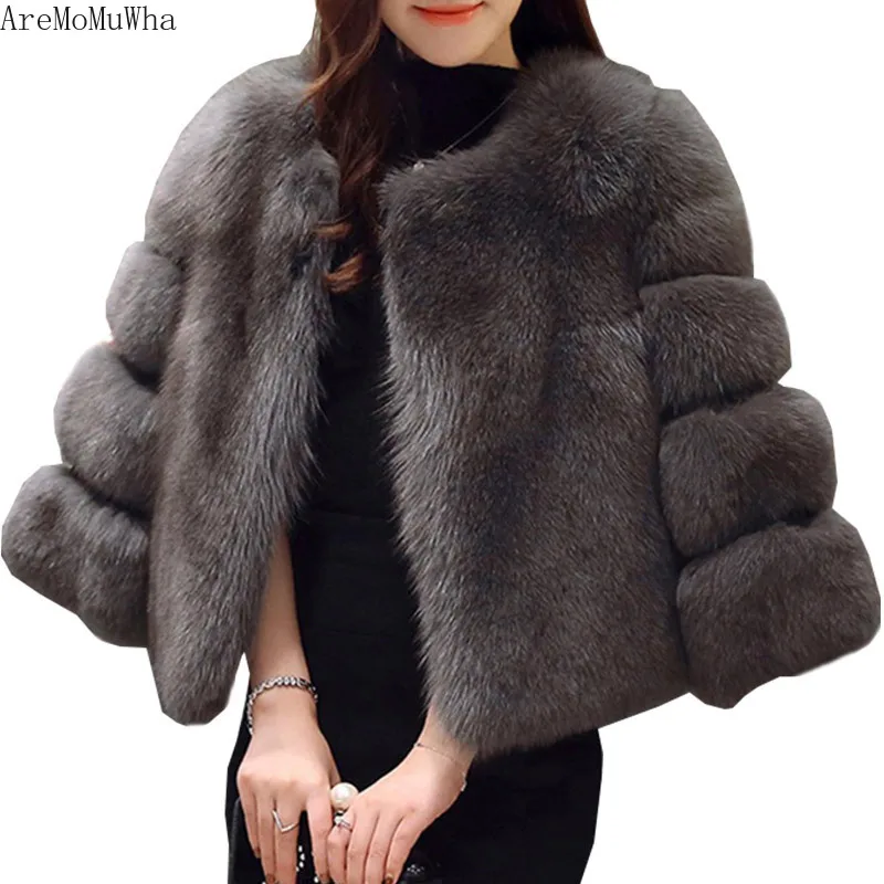

AreMoMuWha 2019 Autumn and Winter New Imitation Fur Shorts Solid Color Quality Commuter Fake Fur Short Paragraph Women QX1199