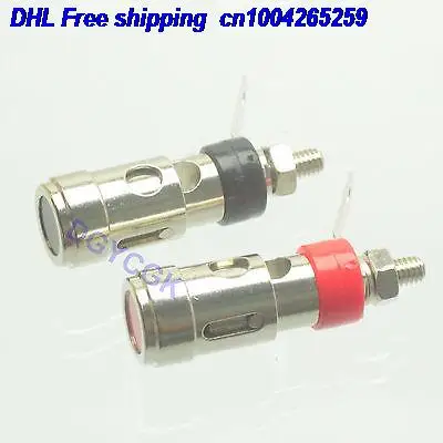 

DHL 50pcs 1pair Audio Speaker brass 4mm Banana Jack bullet locking bulkhead Panel mount connector 22-ct