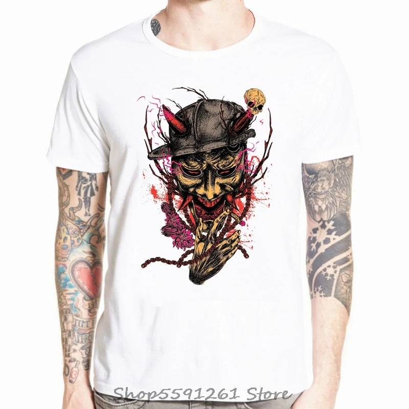 

Satan T Shirt Men Lucifer Demon Death Scary Evil Satanism Grim Reaper Baphomet T-shirt Satanist Tshirt Male Top Tee Tops Tees