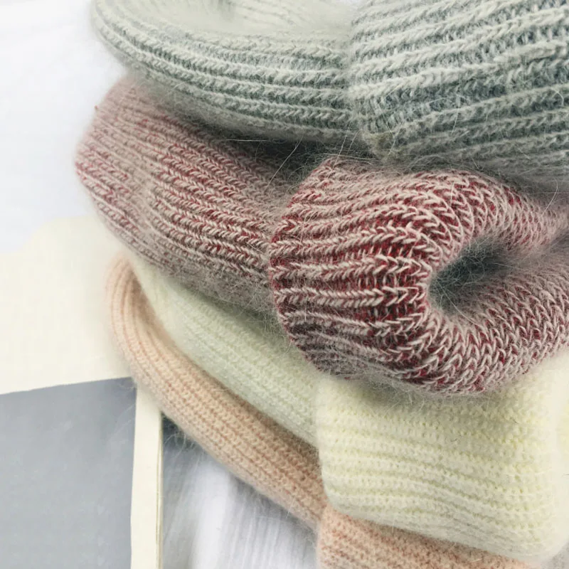 Теплая вязаная зимняя шапка Шапка бини из кроличьего меха зимние шапки для