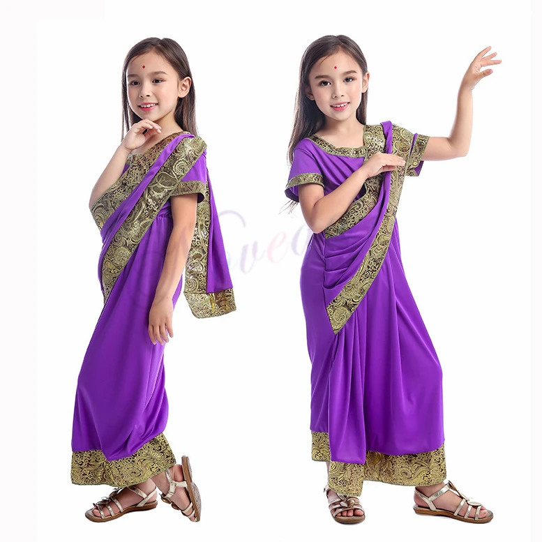 Vestido de Saree indio para niñas, ropa tradicional India de bollwood, para  fiesta, India|Ropa de India y Pakistán| - AliExpress