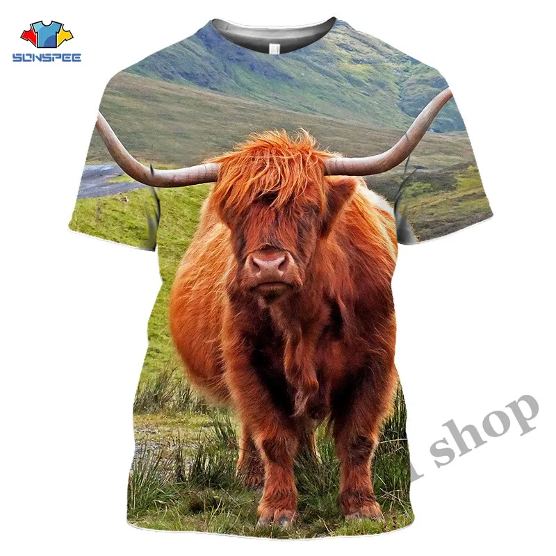 Loves highland Cattle T-shirt 3D Printed Fashion T Shirt For Men Hip Hop Style Tshirt Streetwear Casual Summer Women Animal Tops (2)