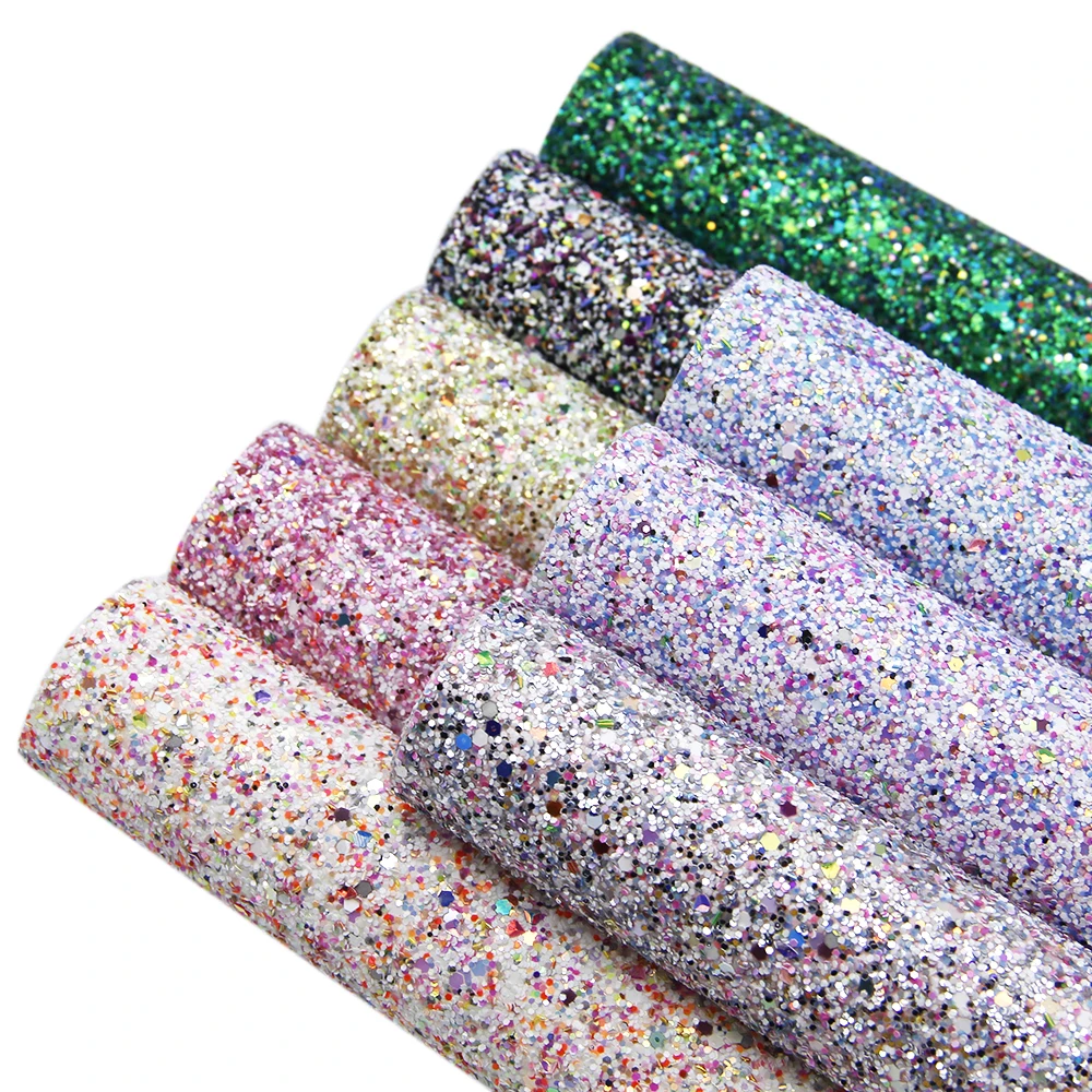 20*34cm Chunky Glitter With Colorful Sequins Synthetic Leather，DIY Handmade Materials For Making Crafts,1Yc7333