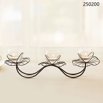 

Black Iron Nordic Candlestick Glass Simple Romantic Candle Holder Creative Bedroom Bougeoir Mariage Wedding Decoration MM60ZT