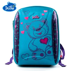 Delune брендовые Детские ортопедические школьные рюкзаки для детей, вышитый рюкзак с рисунком медведя, школьные ранцы для мальчиков и