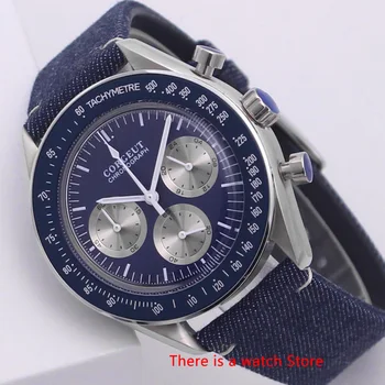 

Corgeut 40mm Men Watch Top Brand Luxury Men's Military Sports Clock Chronograph Multifunction VK Quartz Wristwatch Leather Strap