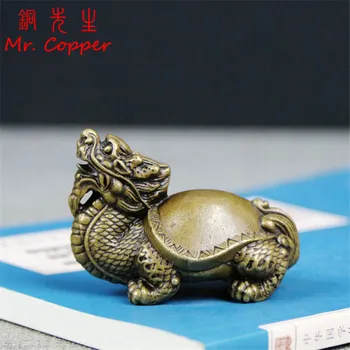 

Antique Bronze Dragon Turtle Statue Copper Chinese Mythical Animal Miniatures Figurines Home Decor Ornaments Desktop Decorations