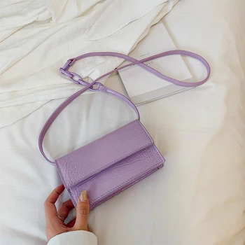 

Stone Pattern Mini Solid Color PU Leather Small Flap Bags For Women 2020 Summer Chain Crossbody Shoulder Bags Travel Handbags