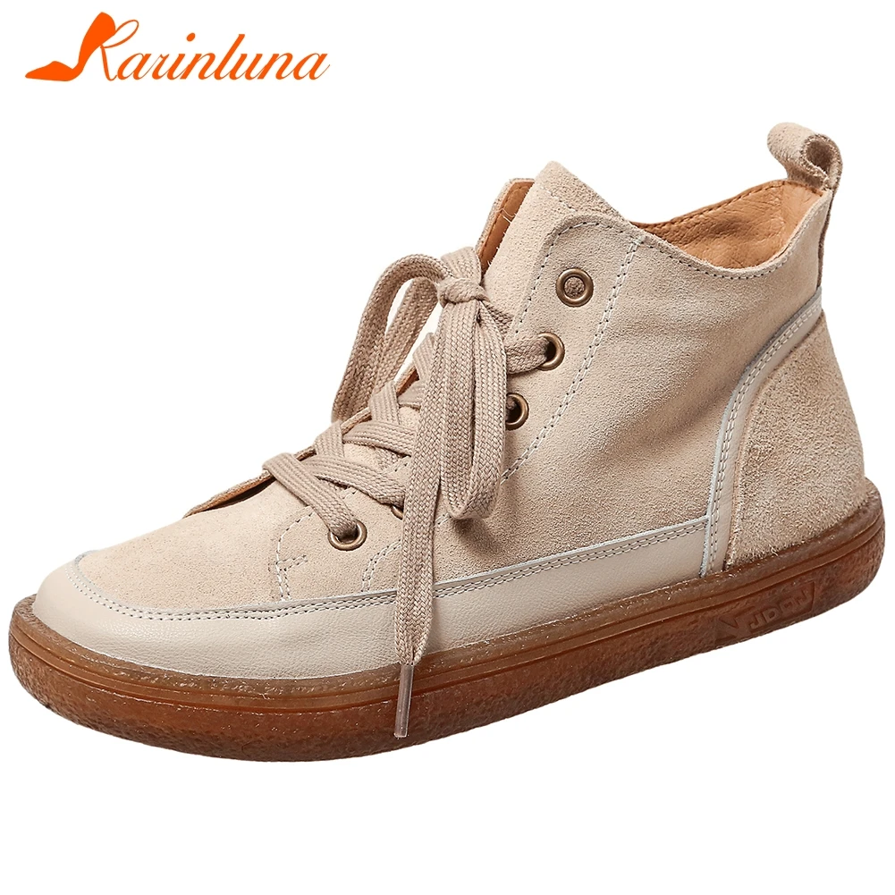 

KARINLUNA New Fashion Ladies 2020 Casual Soft Hot Sale Flats Spring Autumn Mixed Colors Flats Women Lace Up Shoes Woman
