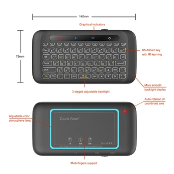 

Mini Wireless H20 LED Keyboard Backlight flying mouse Touchpad Air mouse IR Learning Remote control For Android Smart TV Windows