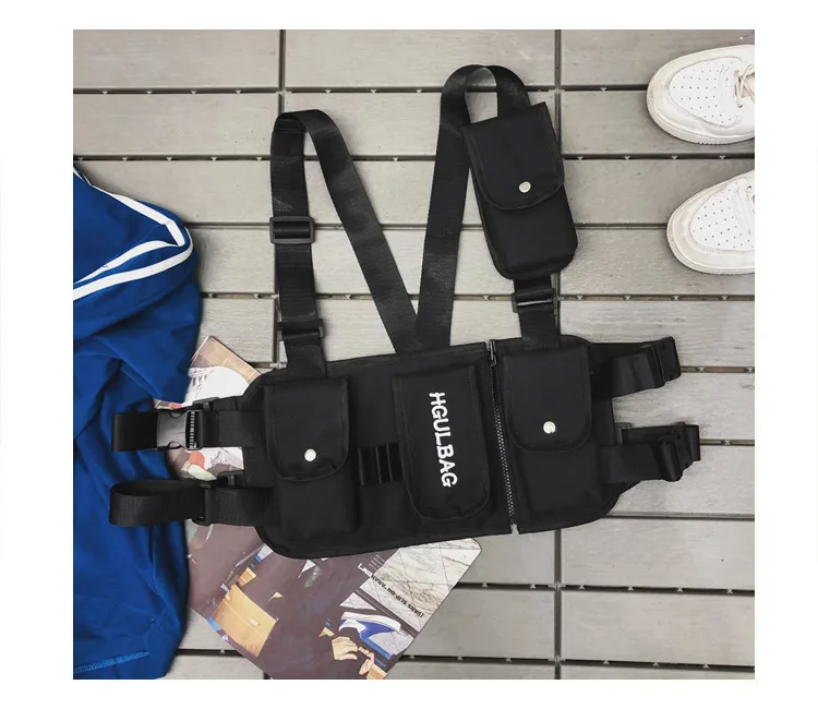 Functional Fashion Chest Rig Bag Men Women Hip Hop Harness Adjustable Tactical Vest Sports Hunting Tactical Packages Bullet Pack