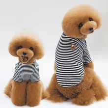 Полосатая одежда для собак, 3 цвета, пижамы для щенков, кошек, чихуахуа, померанского маленького щенка, Осень-зима, мягкая хлопковая рубашка, одежда для домашних животных