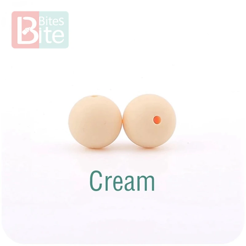Cream Укусы 15 мм 30 шт. силиконовые бусины пищевого качества силиконовые детские товары для прорезывания зубов жевательные соска, зажимы для цепи бусины Детские игрушки для прорезывания зубов - Цвет: Cream