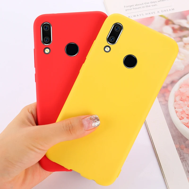 

For Huawei Y7 Pro Y6 Prime Y9 P Smart 2019 2018 Solid Color Soft TPU Cover Case Silicone Back Cover For Huawei P30 Lite Nova 4e