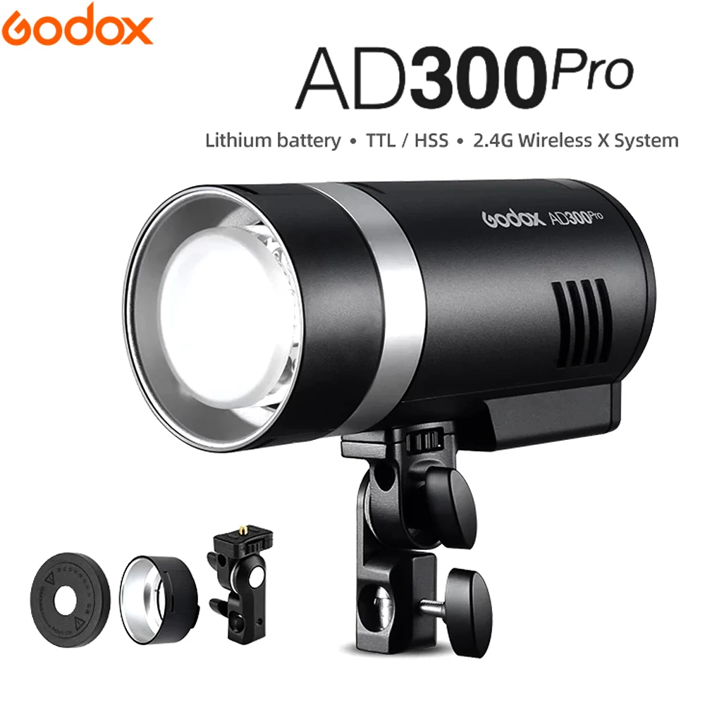 

Godox AD300Pro Outdoor Flash Light 300Ws TTL 2.4G 1/8000 HSS with 2600mAh Battery for Canon Nikon Sony Fuji Olympus Pentax