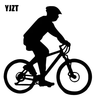 

YJZT 15CM*15.2CM Dazzling Bicycle Effortful Cyclists Bike Shadow Vinly Decal Elegant Decor Car Sticker Black/Silver C27-0821