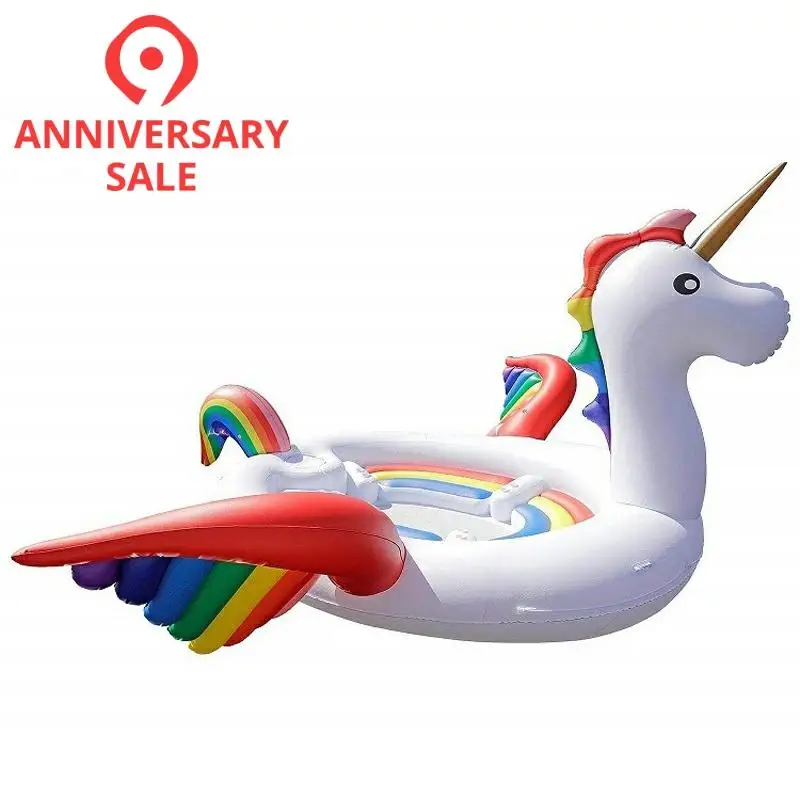 450 см надувной Единорог бассейн плавающий остров Летний пляж плававечерние