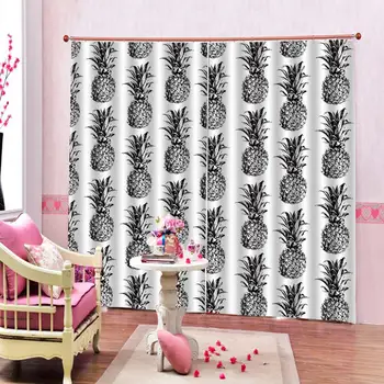 

grey fruit curtains Customized size Luxury Blackout 3D Window Curtains For Living Room Decoration curtains