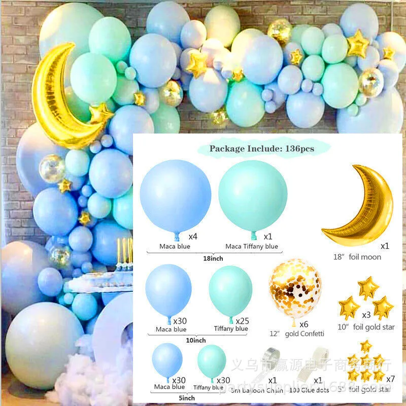 17 pçs estrela azul número balão folha de coroa balões menino pequeno  príncipe 1st aniversário festa decorações crianças 2 anos aniversário -  AliExpress